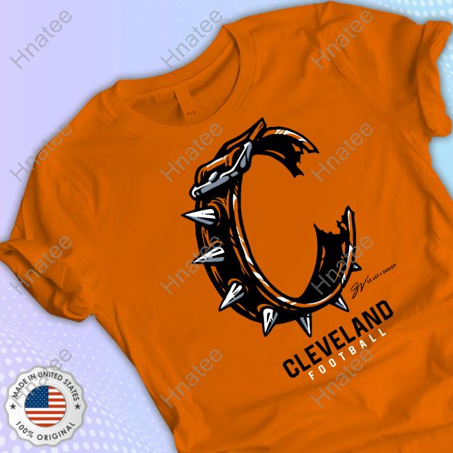 Orange Cleveland Football C Collar T Shirt