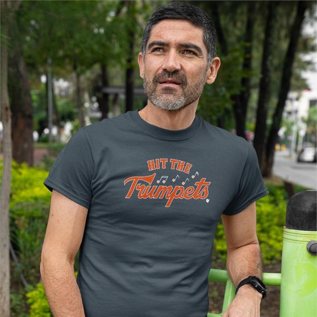Breakingt Merch Hit The Trumpets V Neck T Shirt Blue