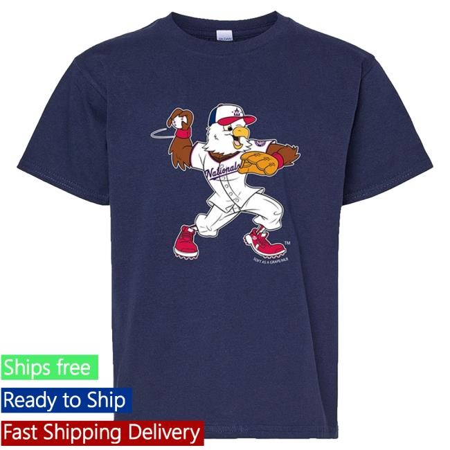 Screech Soft As A Grape Washington Nationals Youth Navy Blue Mascot Pitching Short Sleeve Hot Shirt | Rally House Official Merch Store – Buy Official MLB T Shirt