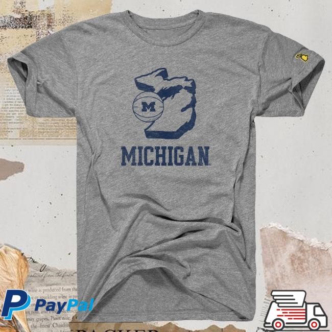 Michigan Wolverines Basketball State Outline Grey T Shirt The M Den Official Shop