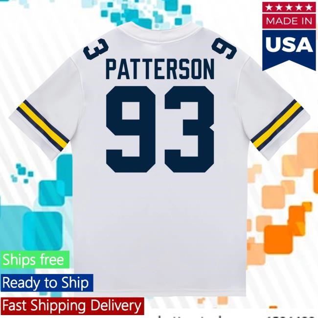 The M Den Michigan Wolverines #93 Benny Patterson Student Athlete White Football Jersey New Shirt