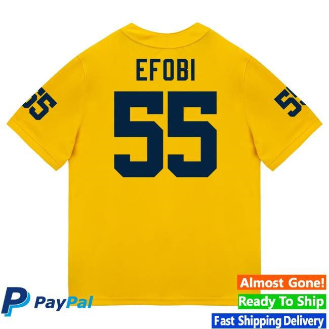 Michigan Wolverines #55 Nathan Efobi Student Athlete Maize Football Jersey Shirt The M Den Shop