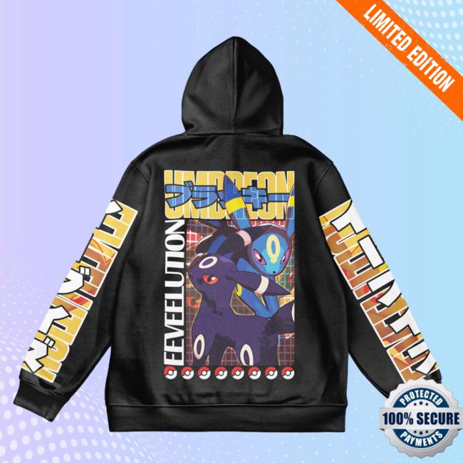 Official Anime Ape Clothing Umbreon V2 Pokemon Streetwear AOP Hooded Sweatshirt 3D All Over Print Animeape