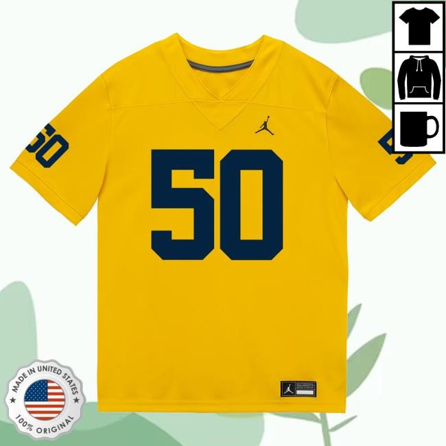 Michigan Wolverines #50 Luke Hamilton Student Athlete Maize Football Jersey Tees The M Den Shop