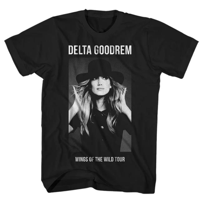 Official Merch Bar Delta Goodrem Wings Of The Wild Short Sleeve Photo Tee Shirt Black MerchBar