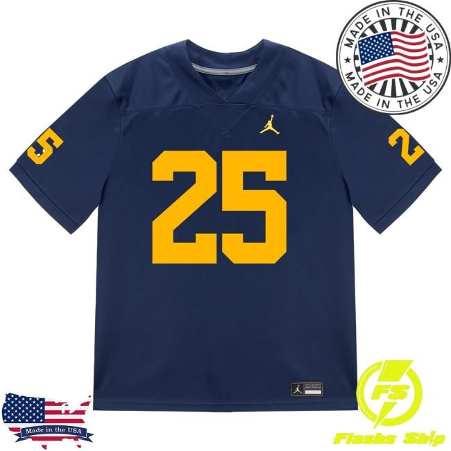 The M Den Michigan Wolverines #25 Mason Curtis Student Athlete Blue Football Jersey Tshirt