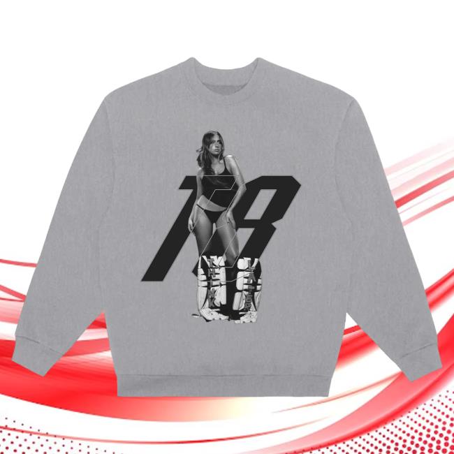 Official Tate Mcrae Merch Store T8 Photo Think Later Crew neck Heather Grey TateMcrae Clothing Shop