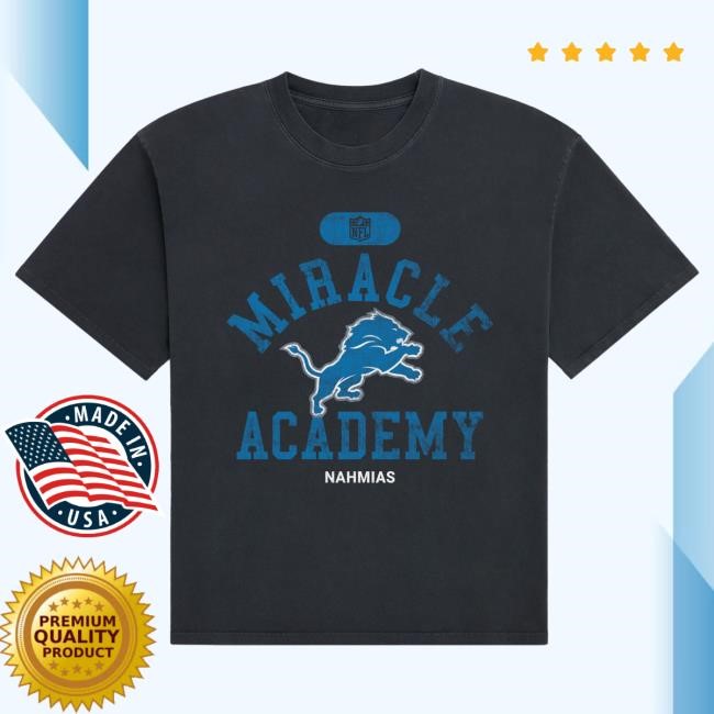 Official Detroit Lions Store Merch Unisex Miracle Academy Black Detroit Lions Boxy Tshirt by NFL