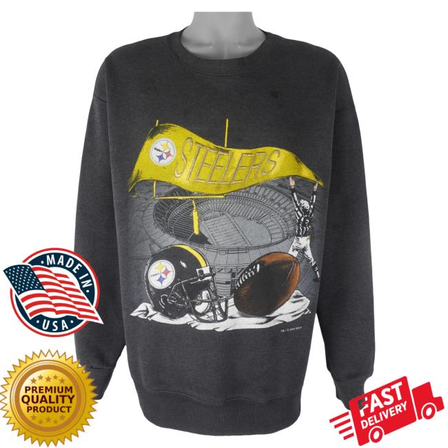 Official Vintage Club Clothing (Nutmeg) - Pittsburgh Steelers Hooded Sweatshirt 1993 Large
