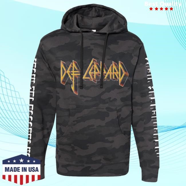 Official Def Leppard Merch On Through The Night Camo Pullover Hoodie