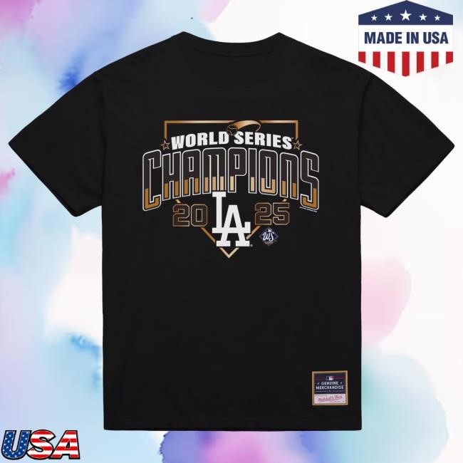 Men's Los Angeles Dodgers Mitchell & Ness Cream 2025 World Series Champions Arch Tshirt Official MLB Shop