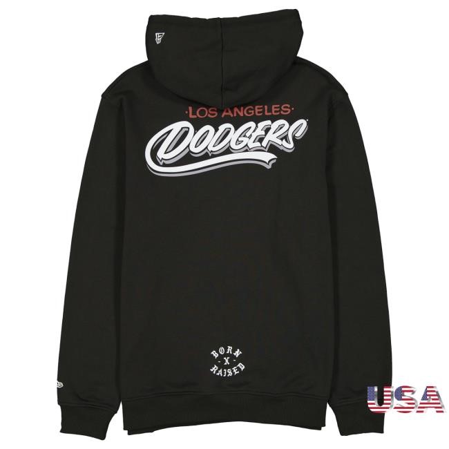 Official Born X Raised Merch Store Shop Born X Raised + Dodgers Signpainter Hooded Sweatshirt: Black BornXRaised