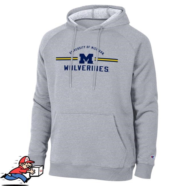 Michigan Wolverines Three Stripe Triumph Fleece Hooded Sweatshirt The M Den Shop