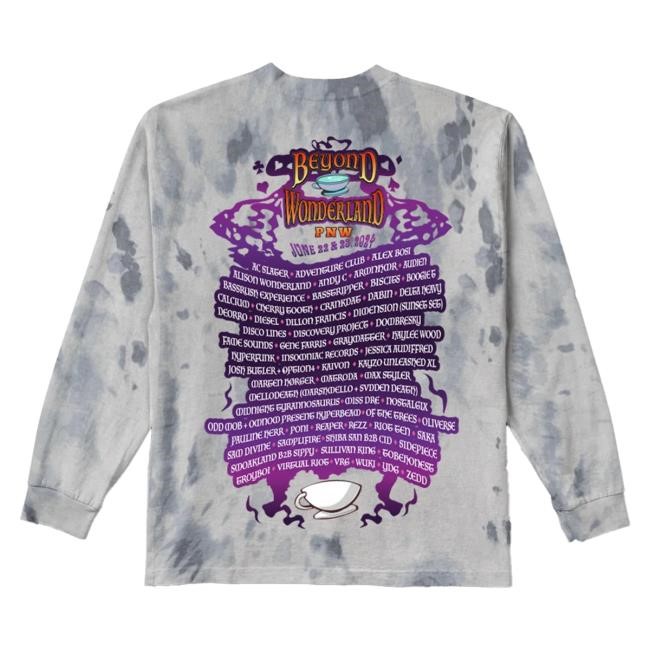 Insomniac Shop Beyond Wonderland Merch Beyond Wonderland PNW Into the Garden Lineup Tie Dye Long Sleeve Shirts