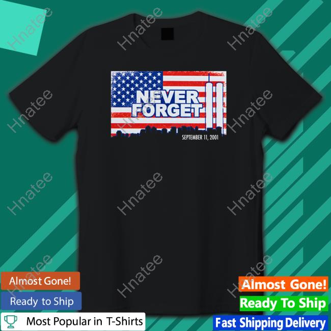911 Memorial Never Forget Flag Long Sleeve Tee