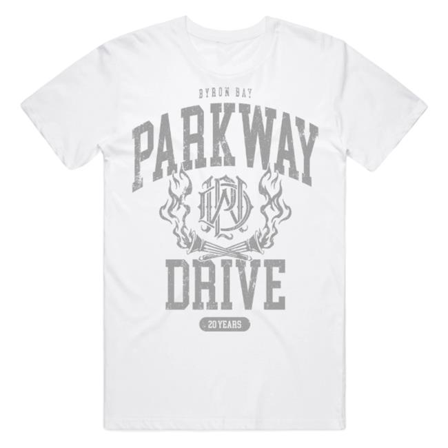 Official Parkway Drive Merch 20 Year Anniversary White T Shirts