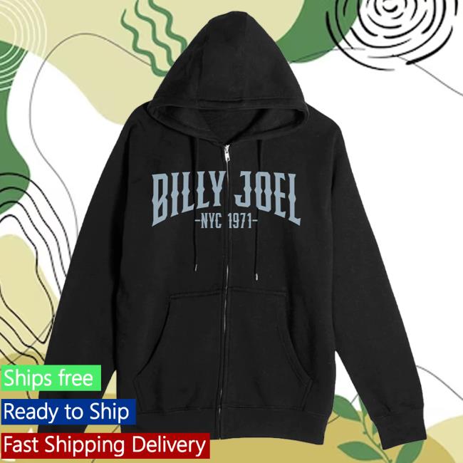 Official Billy Joel Merch Store Billy Joel "NYC 1971 Varsity" Zip Hooded Sweatshirt Billy Joel Shop BillyJoel