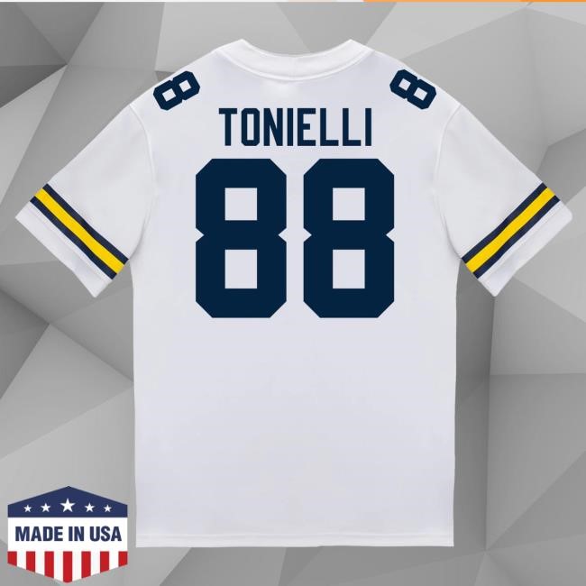 The M Den Michigan Wolverines #88 Deakon Tonielli Student Athlete White Football Jersey Shirt
