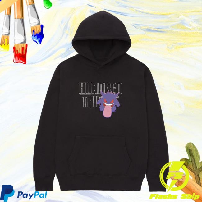 Official 100 Thieves Merch Store Shop 100Thieves Gengar Attractive Hoodie - Washed Black 100T
