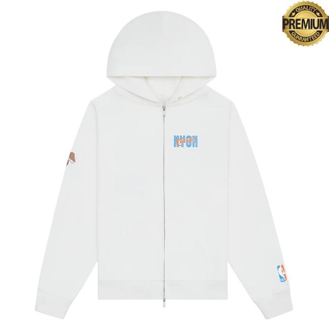 Official Msg Merch Store Shop New York Knicks NYON x Knicks Crisscross White Zip Attractive Hoodie