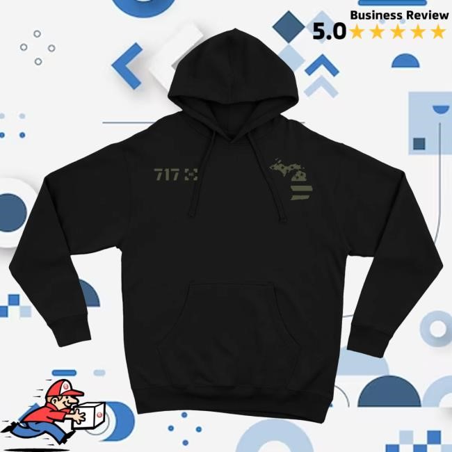 Official 717 Supply Store Shop Michigan Flag Pullover Hoodie