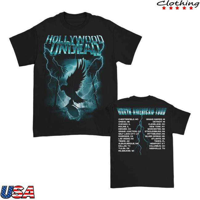 Hollywood Undead Merch Store Lightning Storm Dove & Grenade 2023 Tour Tshirt HollywoodUndead