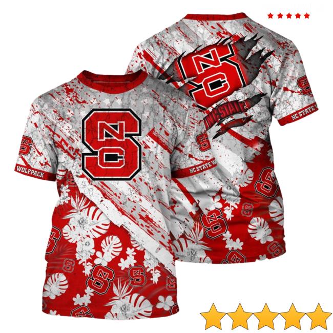 Banantees NC State Wolfpack Tropical Flower Style And Flag All Over Printed 3D Shirt 2023