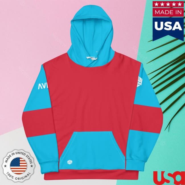 Official Avalon7 Zenith Tech Hoodie Unisex Hood - Red And Blue