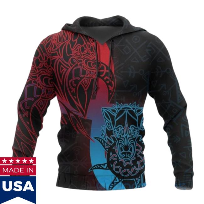 Banantees Vikings Fenrir Runes Tattoo All Over Printed 3D Tshirt