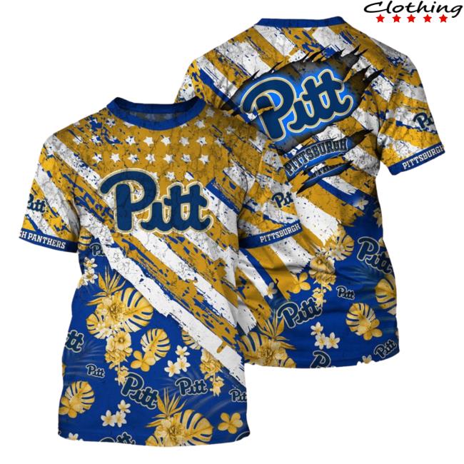 Banantees Pittsburgh Panthers Tropical Flower Style And Flag All Over Printed 3D Tshirt