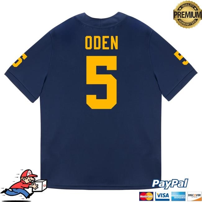 The M Den Michigan Wolverines #5 Jacob Oden Student Athlete Blue Football Jersey Shirt