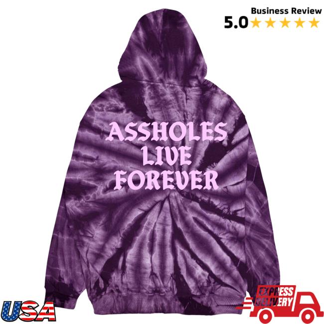 Official Linda Finegold Merch Store Stop Assholes Live Forever Hooded Sweatshirt Grape Spirals Tie Dye Lindafinegold Clothing Shop Tie-Dye