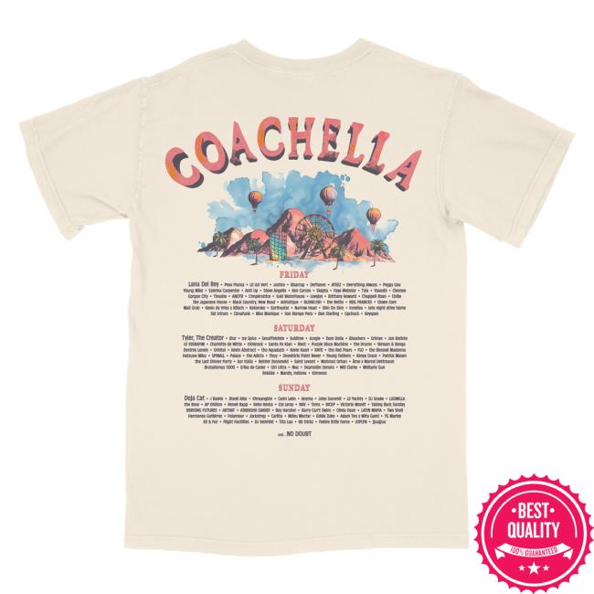 Official Coachella Merch Store Shop Watercolor 2024 Lineup Popover Shirt