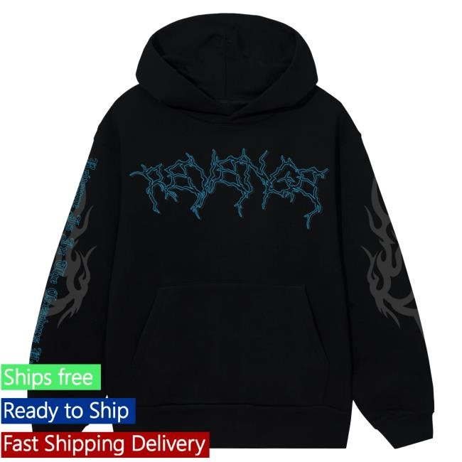 Official City Morgue Merch Revenge X City Morgue Lightning Logo Cerberus Tee Black/Blue Crewneck Sweatshirt City Morgue Clothing