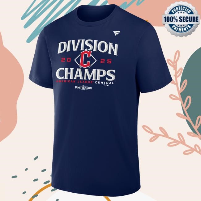 Official Men's Cleveland Guardians Navy 2025 AL Central Division Champions Locker Room Tee