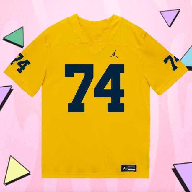 The M Den Michigan Wolverines #74 Avery Gach Student Athlete Maize Football Jersey Tshirt
