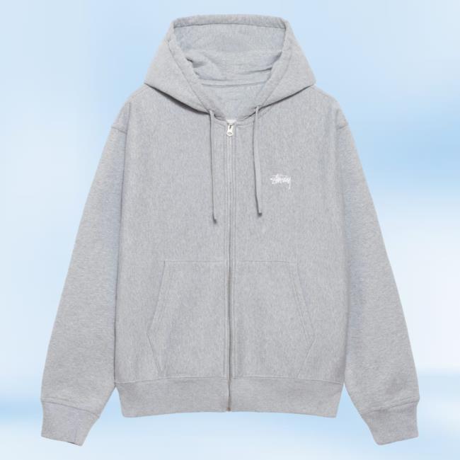 Official Stussy Clothing Store Shop Merch Stock Logo Zip Up Sweatshirts Grey Heather Apparel