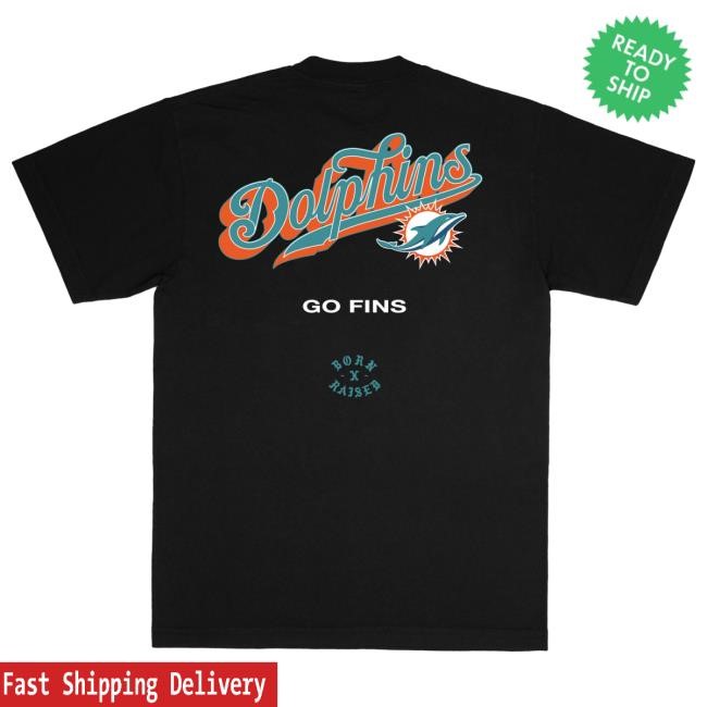 Unisex Miami Dolphins Born x Raised Black Pro Script Tshirt NFL Shop Store