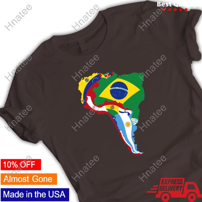 South America Flag Map Tee Shirt