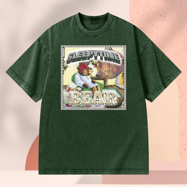 Sleepytime Bear New Shirt Teddy Bear On Green Chair With Food
