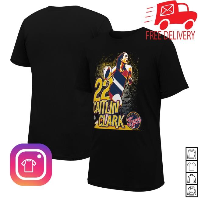 Indiana Fever Caitlin Clark Stadium Essentials Black Run Through Tee Shirt