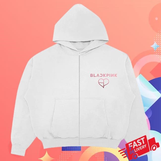 Deadline Tour Merch Blackpink Foil Zip Pullover Hoodie White| Blackpink Official Merch Store