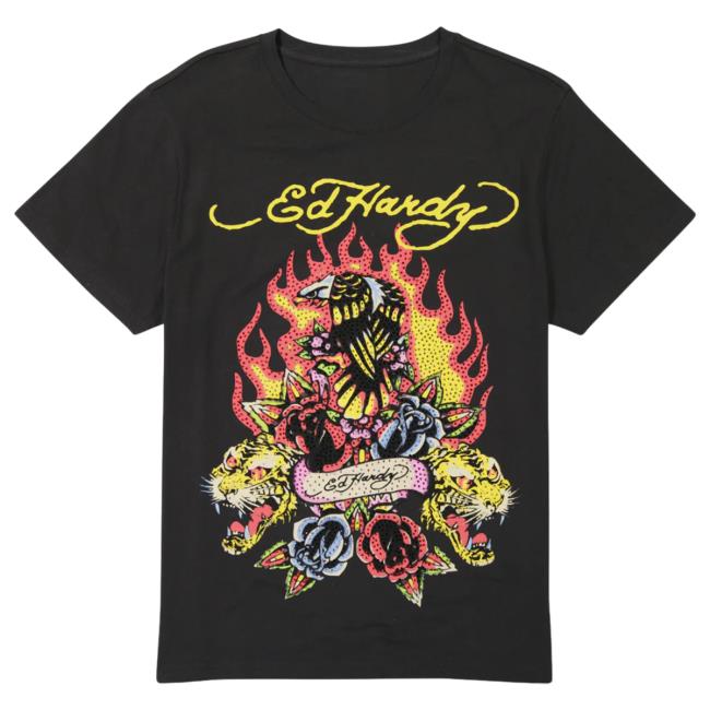 Official Ed Hardy Merch Store Rhinestone Fire Bird Tshirt EdHardy Apparel Clothing Shop