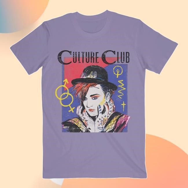 Culture Club Merch Shop Sketchy Symbols Lavender Shirt Boy George and Culture Club