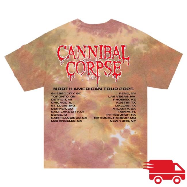 Official Cannibal Corpse Merch Cannibal Corpse Impalement 2025 Tour Tshirt (Everglades Dye)