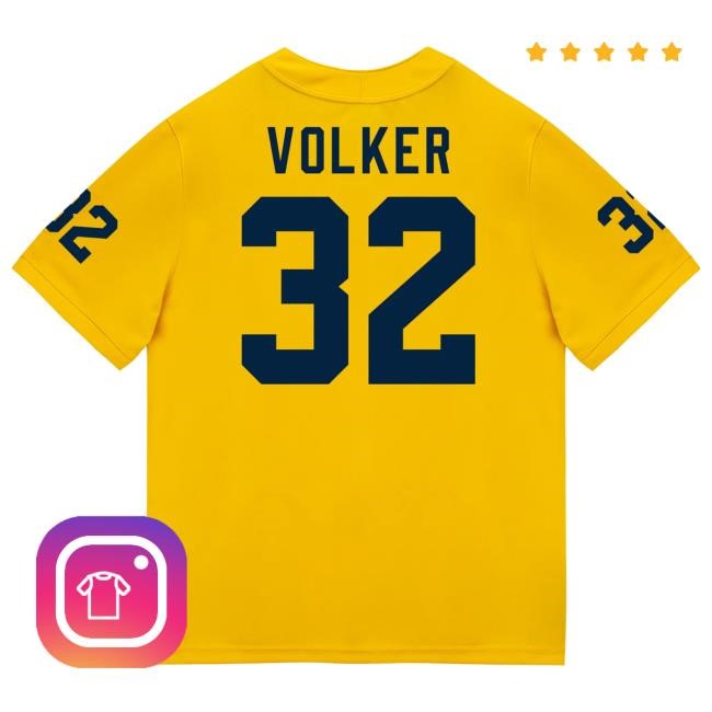 Michigan Wolverines #32 John Volker Student Athlete Maize Football Jersey Top Shirt The M Den Shop Official