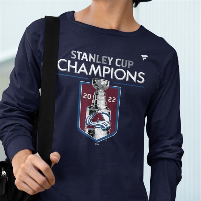 Fans Edgen Store Fanatics Branded Colorado Avalanche Heathered Charcoal 2022 Stanley Cup Champions Locker Room Long Sleeve Tee Fanatics Experience Barstool Denver