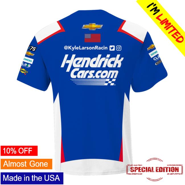 Official Nascar Store Merch Shop Kyle Larson Hendrick Motorsports Team Collection White HendrickCars.com Sublimated Team Uniform Shirt