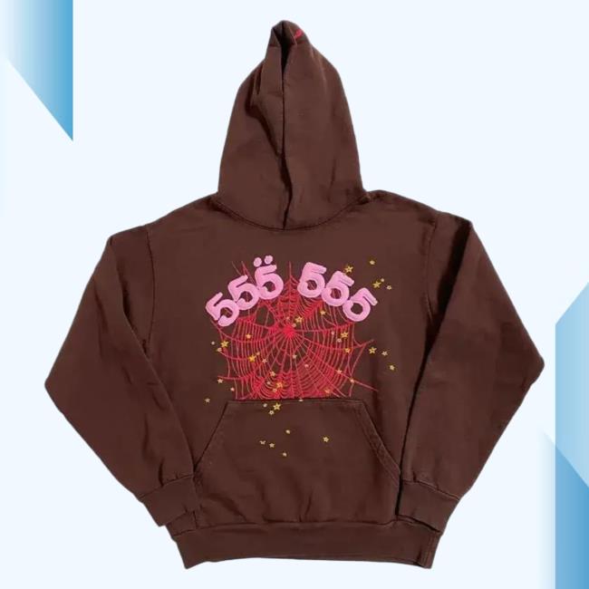 Official Sp5der Clothing Apparel Sp5der Angel Number Crew neck Sweatshirt Brown Sp5der Merch Store Shop