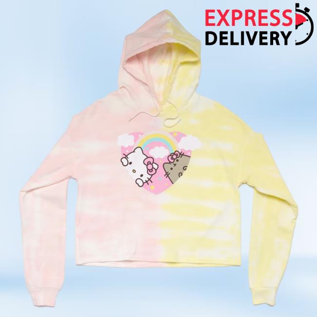 Official Sanrio Apparel Clothing Merch Store Shop Hello Kitty X Pusheen Rainbow Split Tie-Dye Sweaters